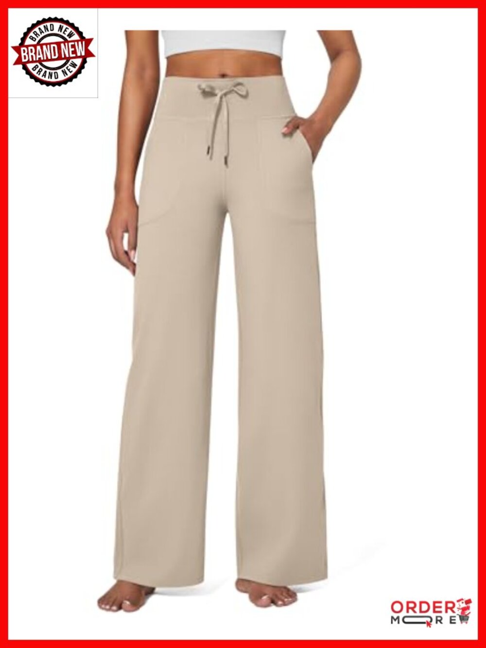 G4Free Wide Leg Yoga Pants Sweatpants Pockets High Rise Drawstring